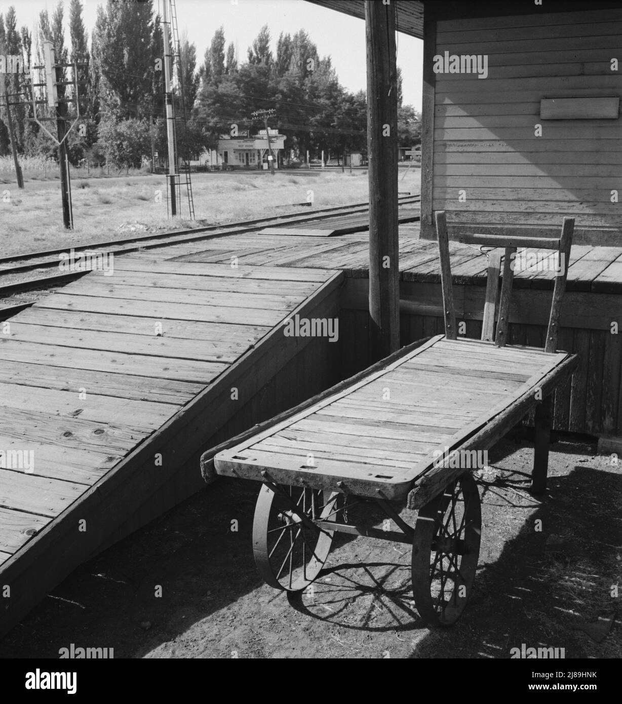 Detail of old railroad station. Small farming town, population 108