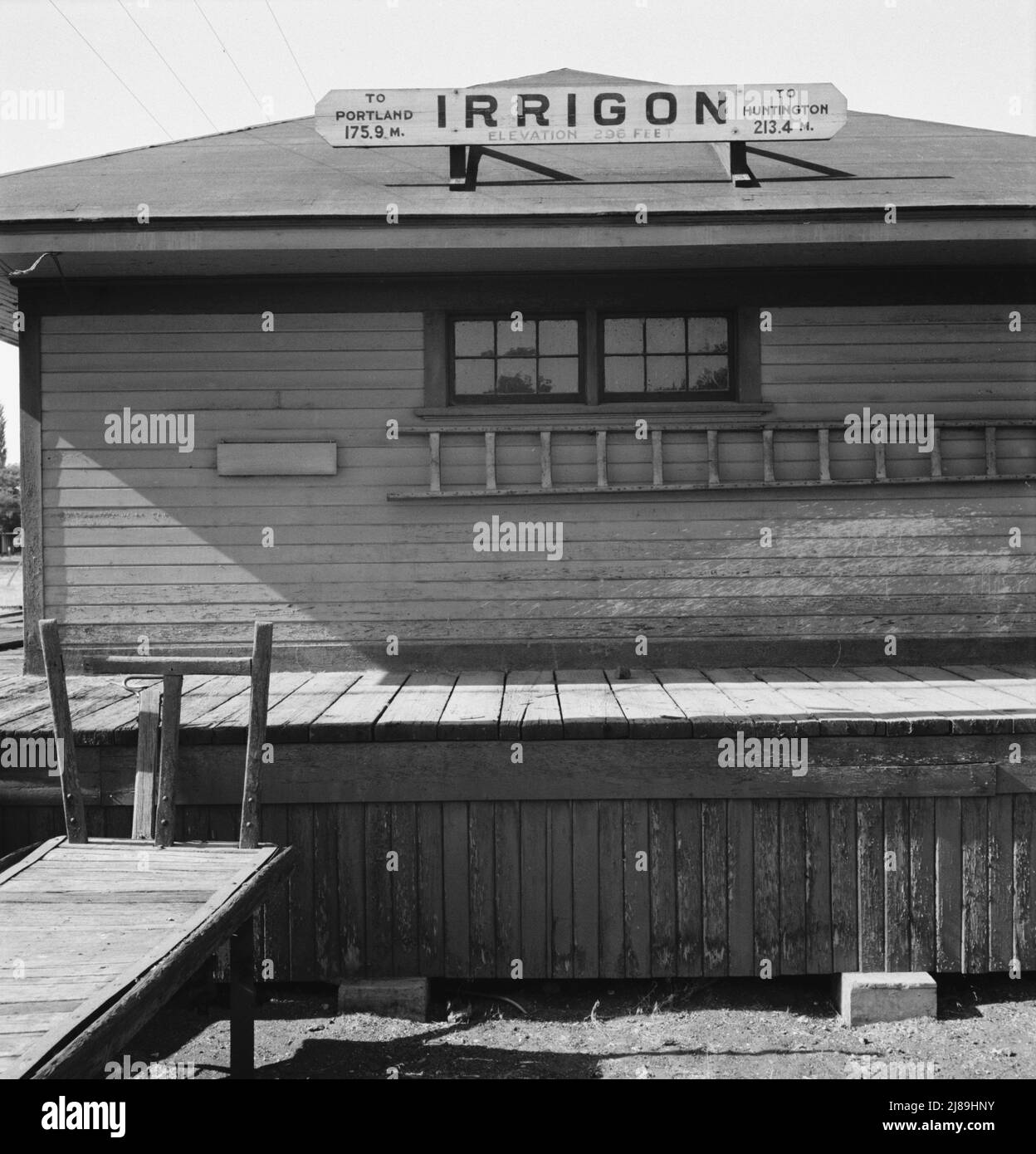 Detail of old railroad station. Small farming town, population 108