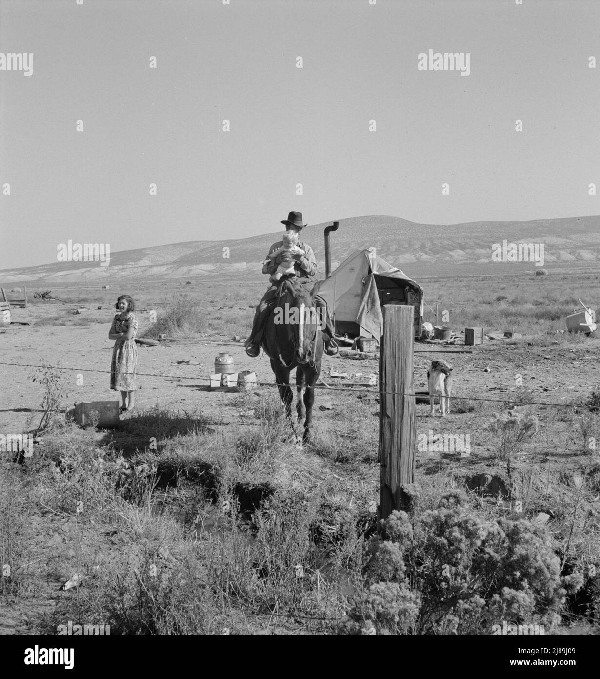 [Untitled, possibly related to: The Fairbanks family has moved to three different places on the project in one year. Willow Creek area, Malheur County, Oregon]. Stock Photo