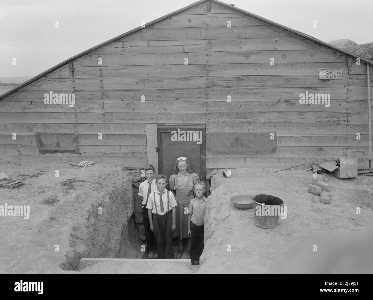 The Free children in doorway of their home in Sunday clothes. Dead Ox ...