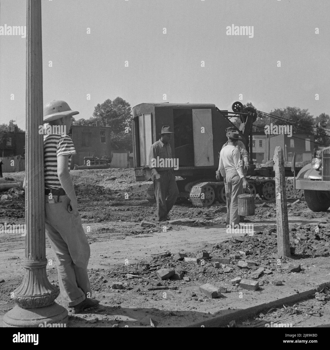 Washington, D.C. Preparing the ground for the construction of emergency buildings on Independence Avenue. Stock Photo