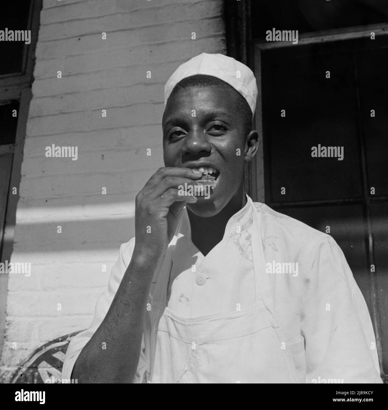 Washington, D.C. A dishwasher who works in a waterfront restaurant. Stock Photo
