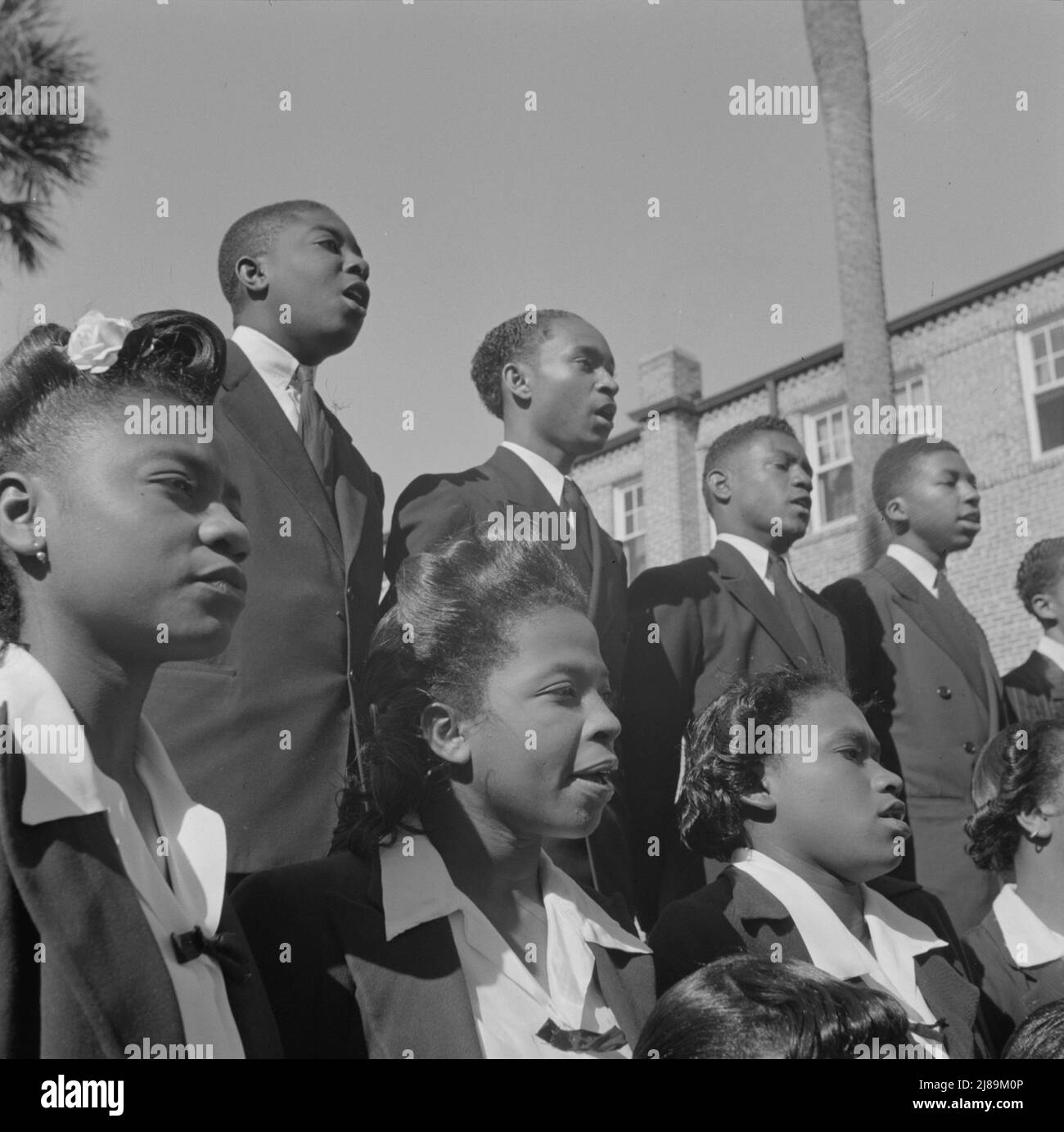 [Untitled photo, possibly related to: Daytona Beach, Florida. Bethune-Cookman College. Student choir singing on the campus]. Stock Photo