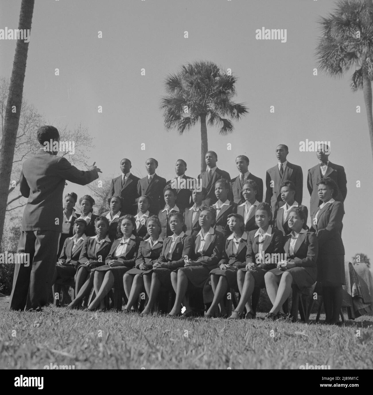 Daytona Beach, Florida. Bethune-Cookman College. Student choir singing on the campus. Stock Photo