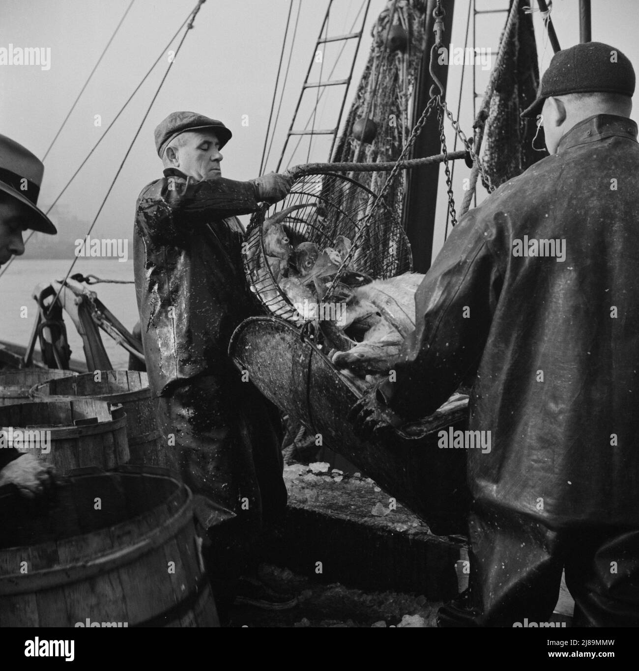 New england fishing boats Black and White Stock Photos & Images - Alamy