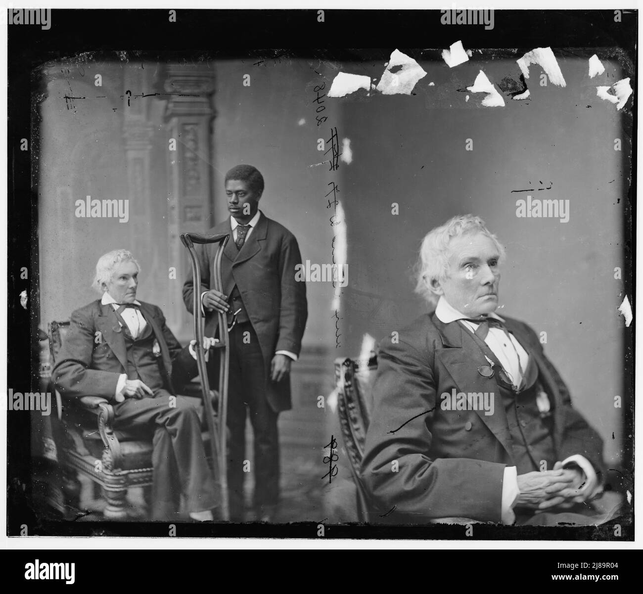 Stephens, Hon. Alexander Hamilton of Georgia (Vice-President of the Confederacy) (with colored man attendant), between 1865 and 1880. Stock Photo