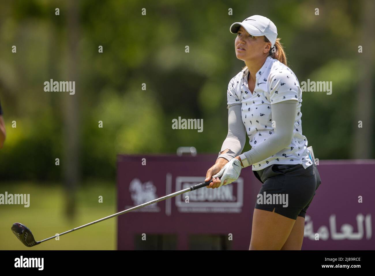 BANG KAPONG THAILAND - May 13: Isabella Deilert of Sweden follows her tee  shot on hole 4 during the second round of the Aramco Team Series at Thai  Country Club on May