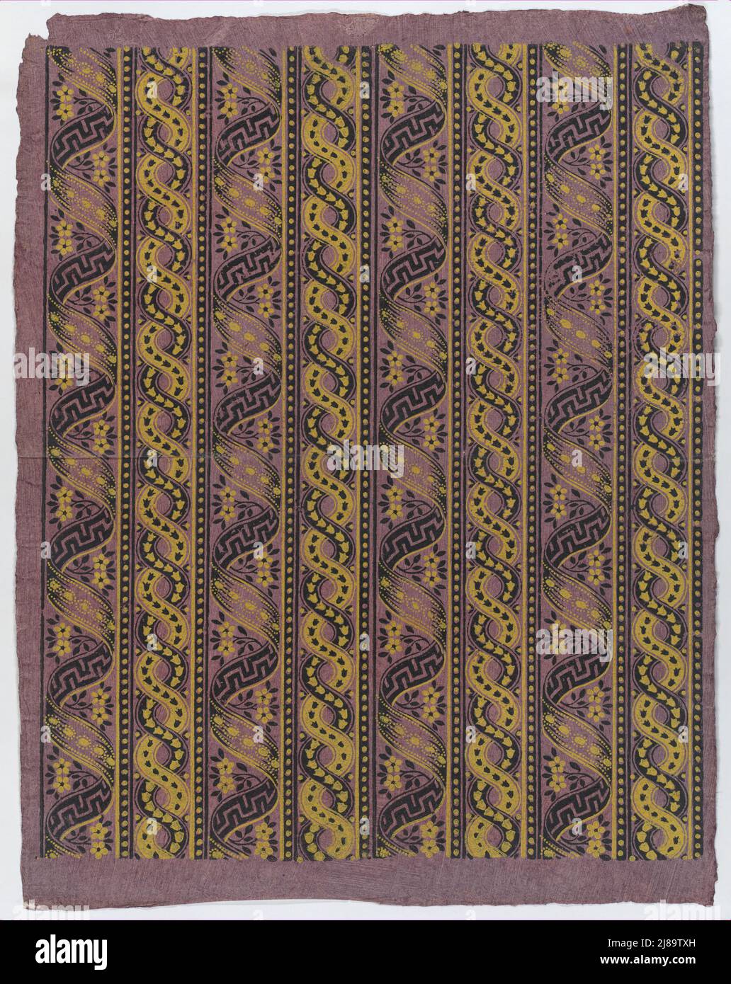 Sheet with four borders with guilloche and ribbon patterns, late 18th-mid-19th century. Stock Photo