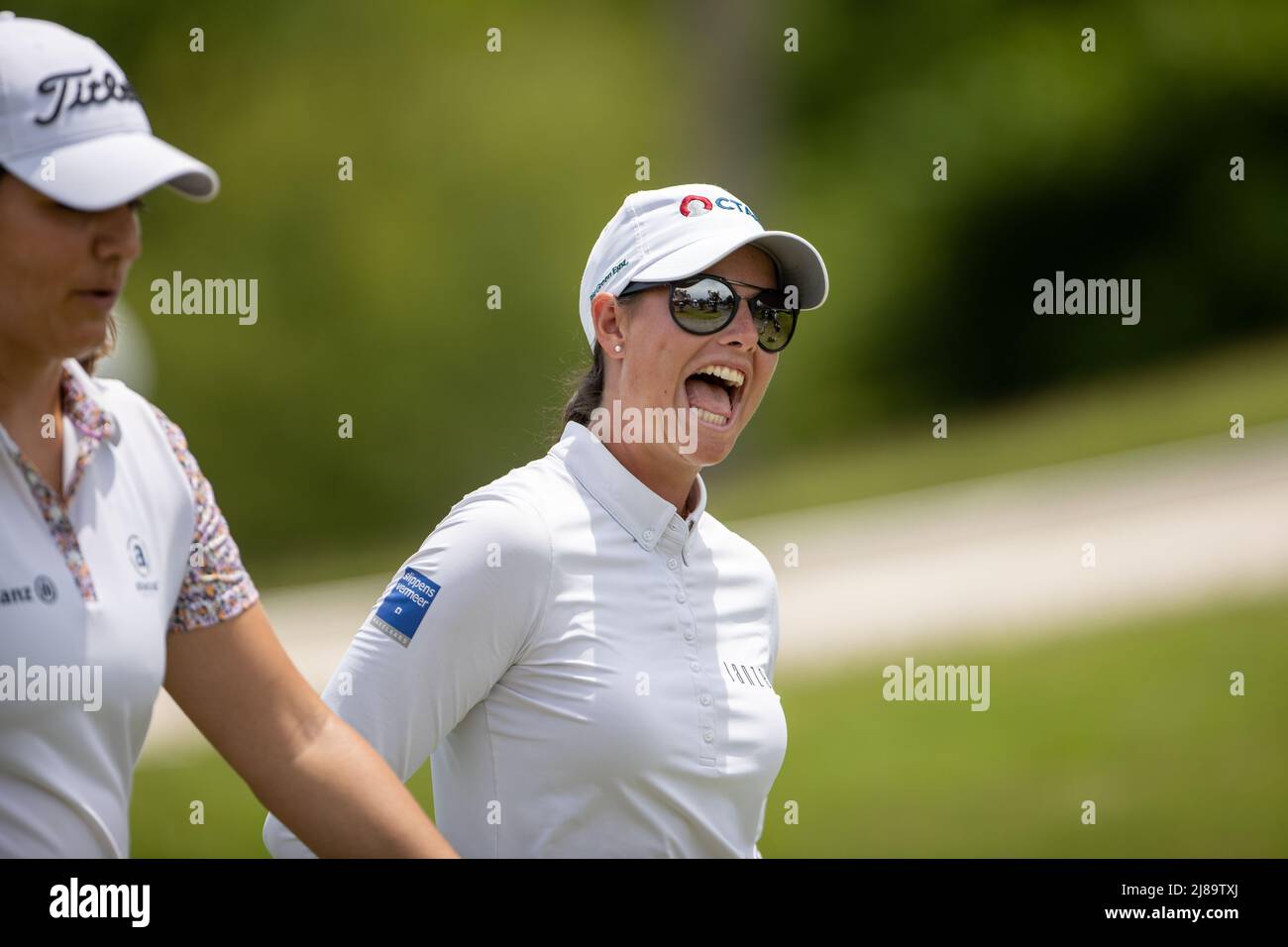 BANG KAPONG THAILAND - May 14: Marianne Skarpnord of Norway plays her tee  shot on hole 14 during the final round of the Aramco Team Series  (individual) at Thai Country Club on