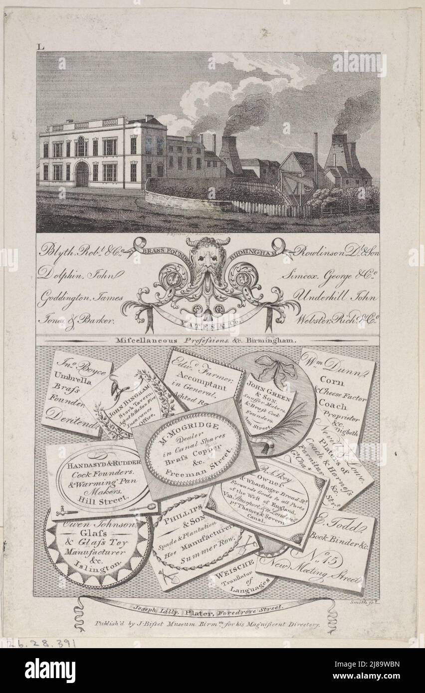 Trade Card for Brass Founders, Birmingham, 1800 Stock Photo Alamy
