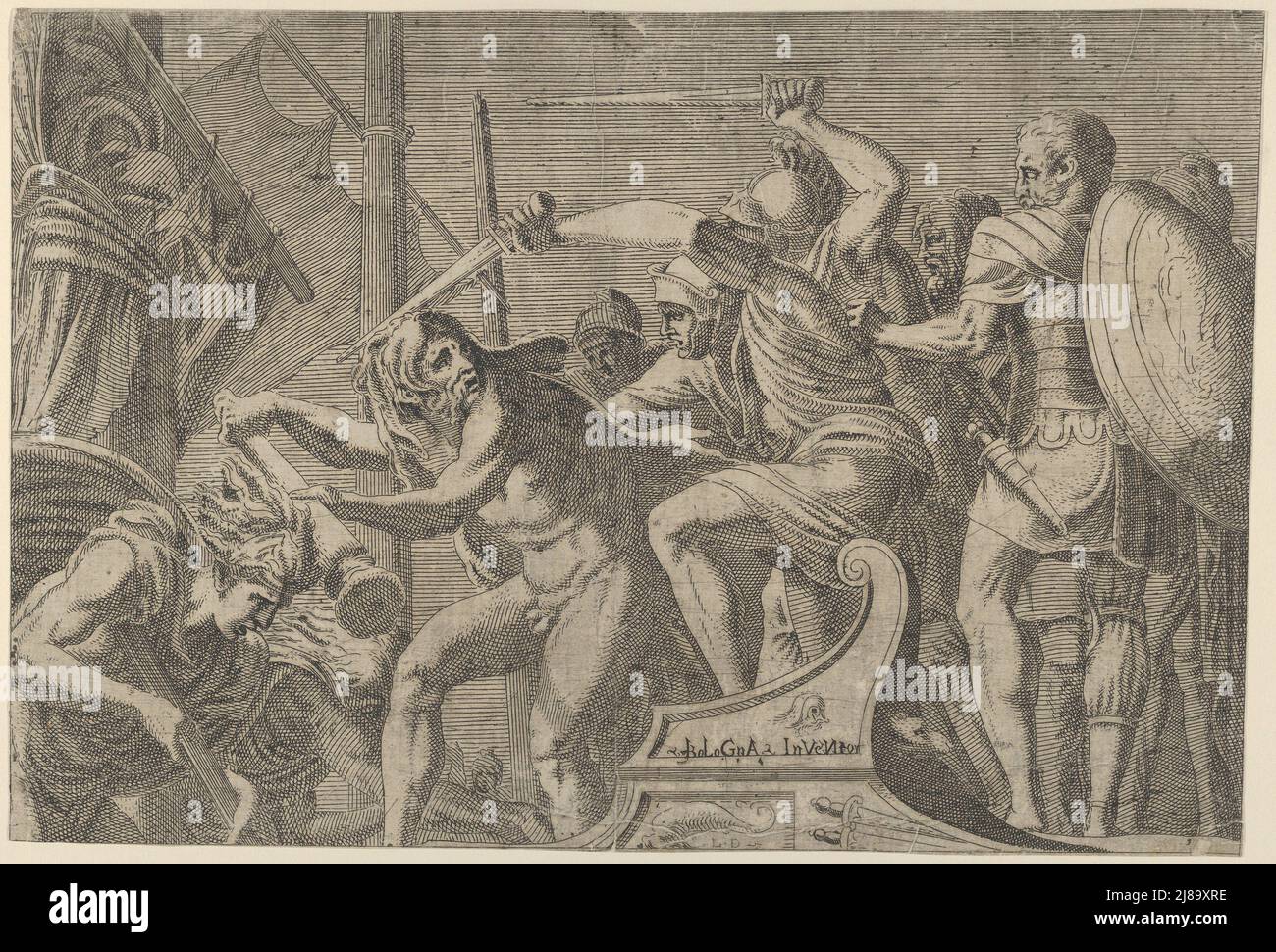 Hercules Fighting Aboard The Argonauts' Ship, ca. 1542-45. Stock Photo