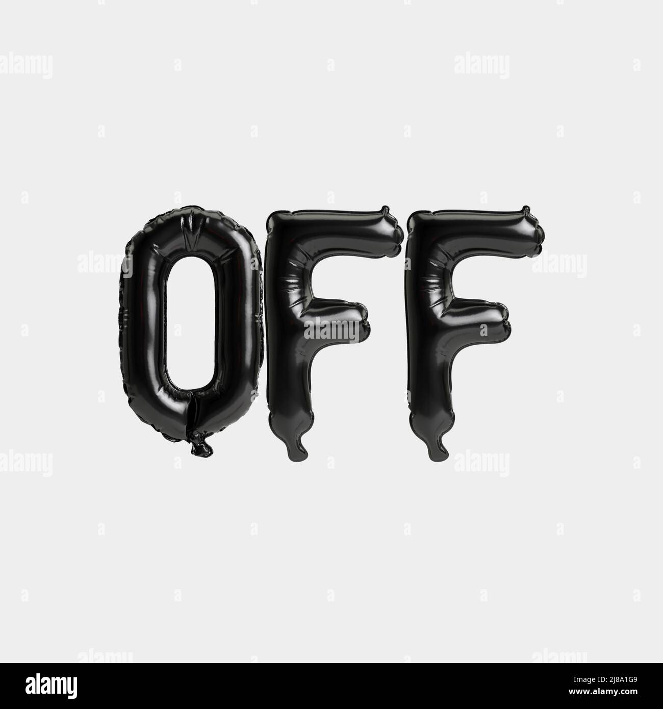 3d illustration black balloons off-letter isolated on white background ...