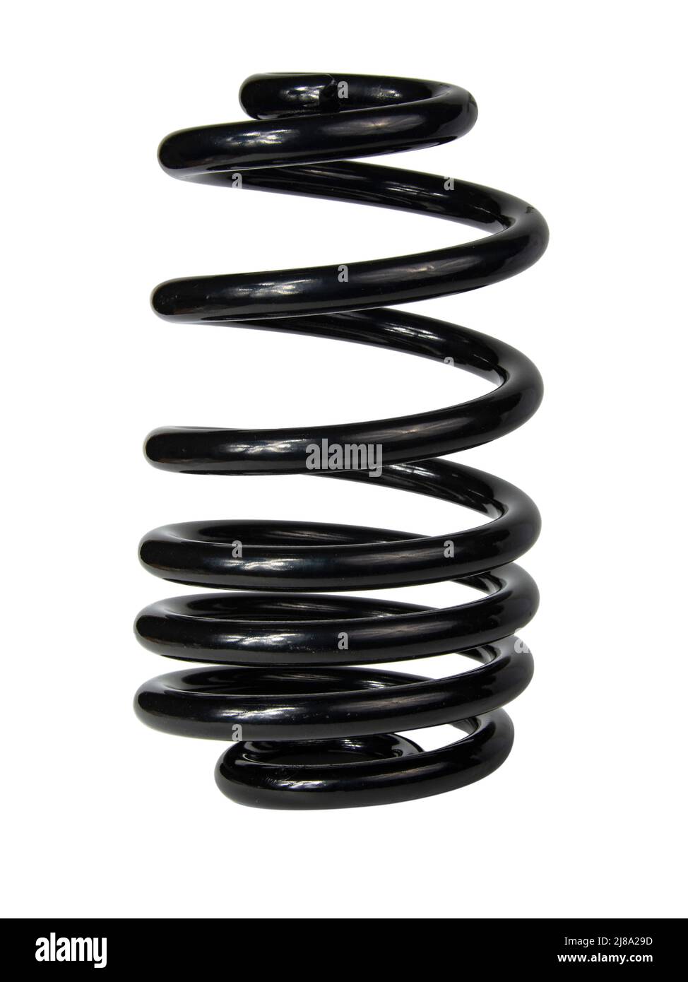 Black automobile coil spring isolated on the white background Stock ...
