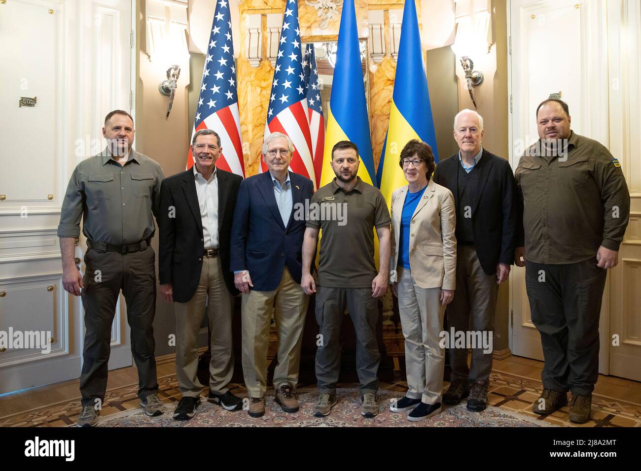 Ukraine President Volodymyr Zelensky met with a delegation of the upper ...