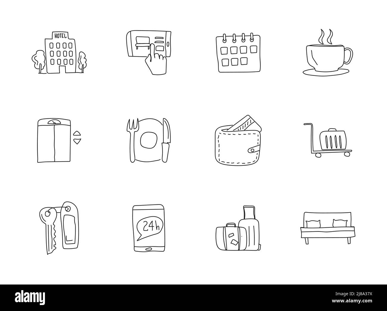 hotel doodles isolated on white Stock Vector