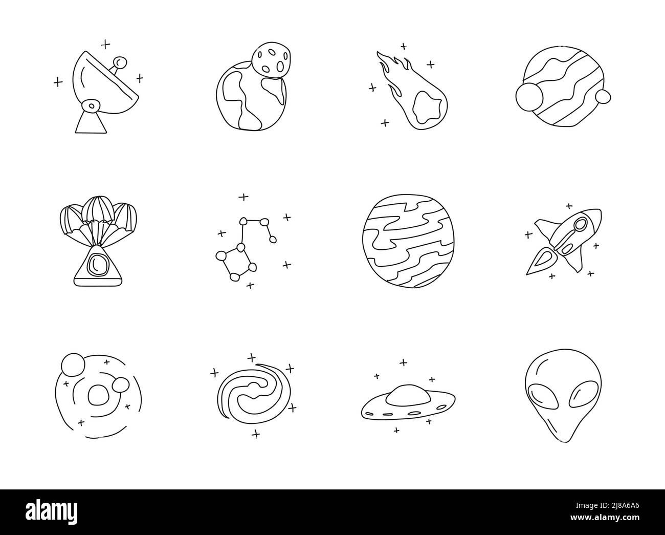 Space doodles isolated on white Stock Vector Image & Art - Alamy