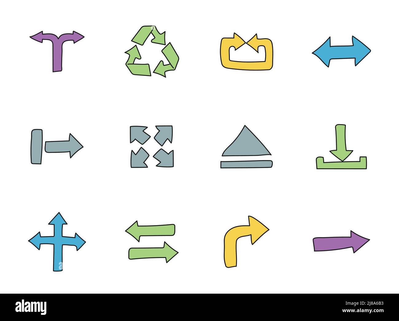 Arrows hand drawn linear vector icons Stock Vector Image & Art - Alamy