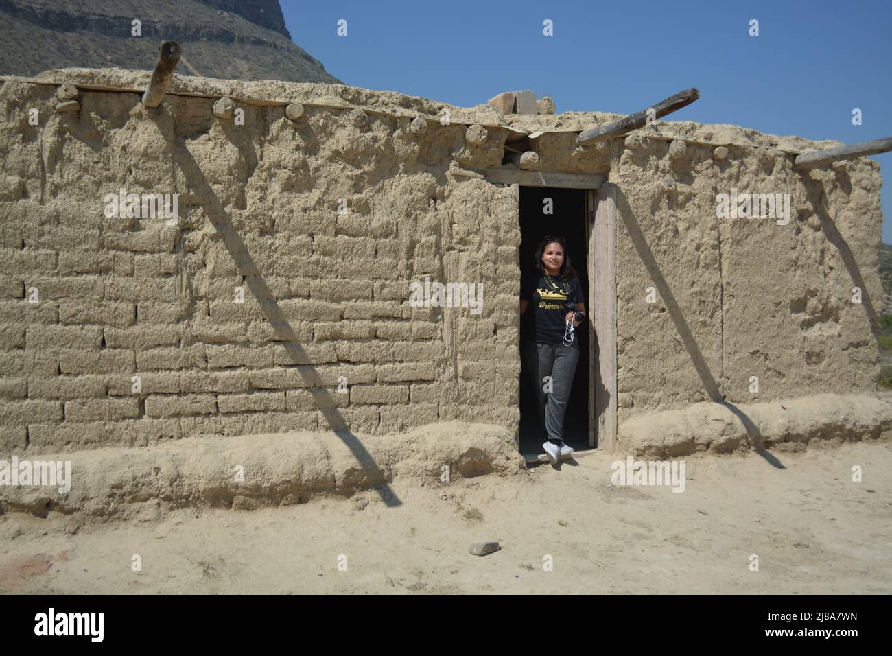 Visiting the old Adobe House in Icamole Nuevo Leon Stock Photo