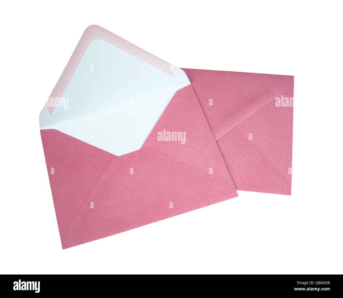 Craft pink envelope isolated on the white background Stock Photo