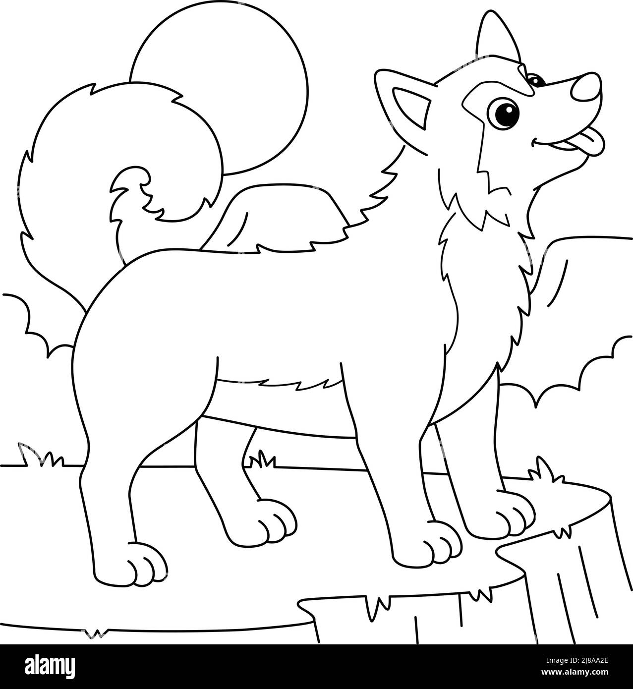 Siberian Husky Dog Coloring Page for Kids Stock Vector Image & Art - Alamy