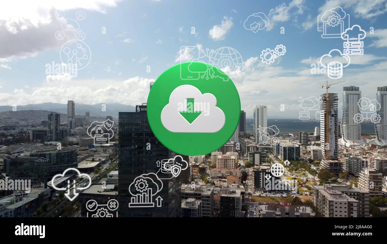 Cloud computing concept. Communication network. Stock Photo