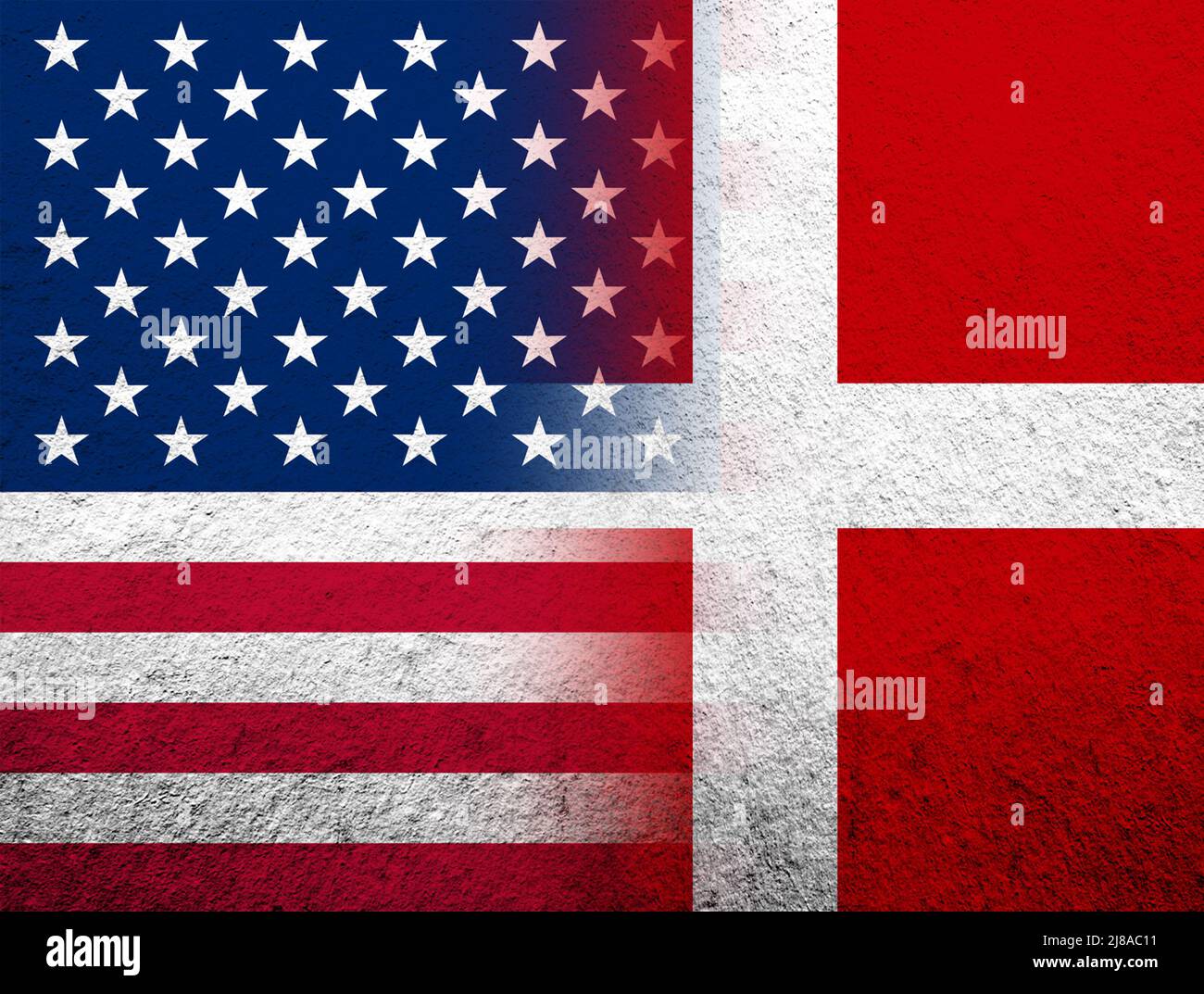 the Kingdom of Denmark National flag with United States of America USA
