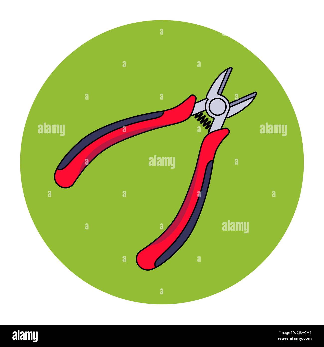 construction red pliers for cutting the cable. flat vector illustration. Stock Vector