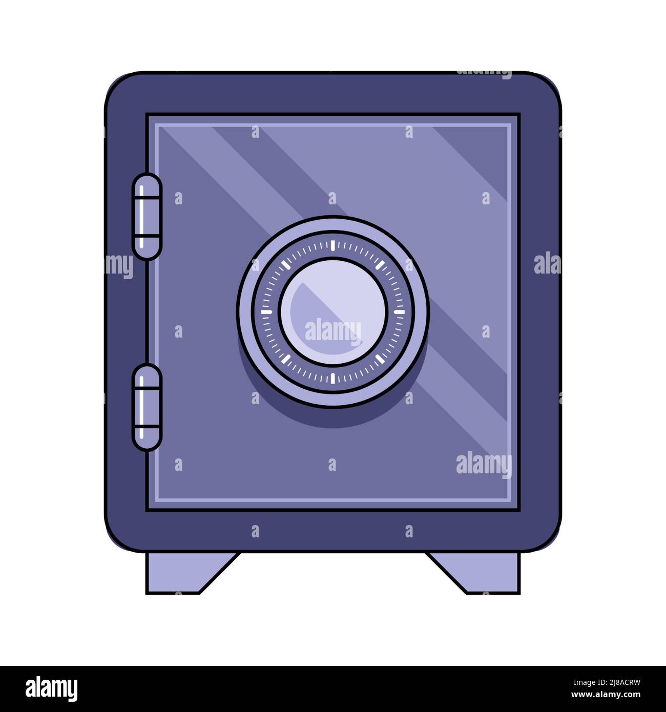coded iron safe for storing money and valuables. flat vector