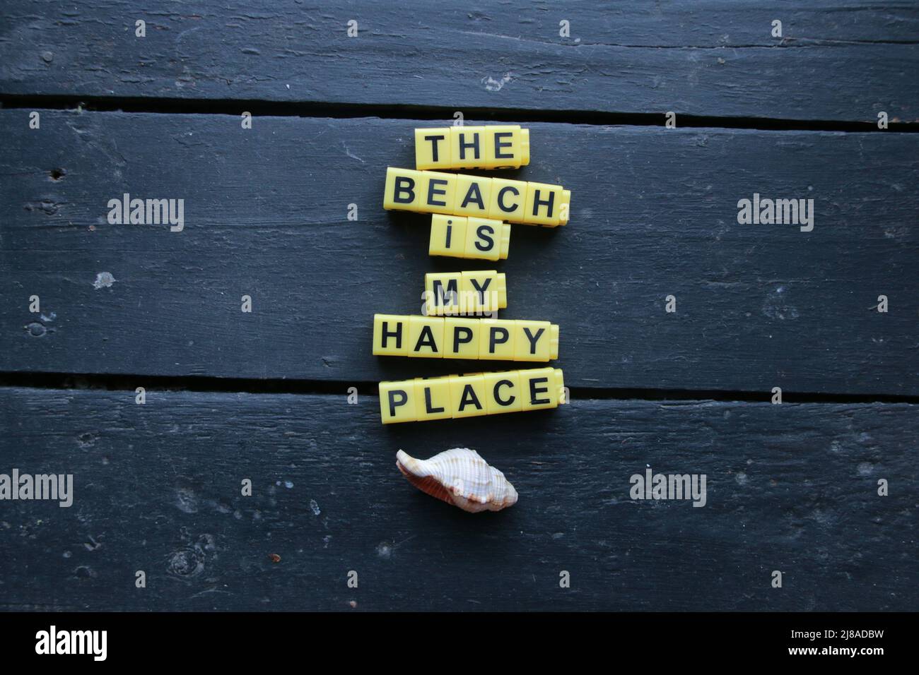 the beach is my happy place, motivation background  Stock Photo