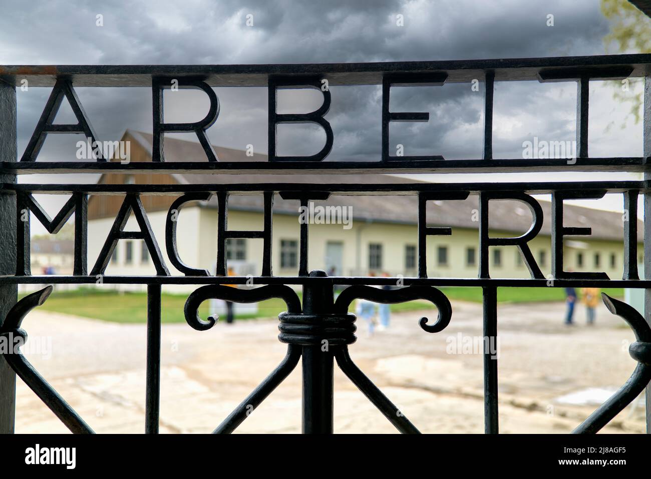 Germany Bavaria Munich Dachau. The entrance gate of the concentration camp Stock Photo