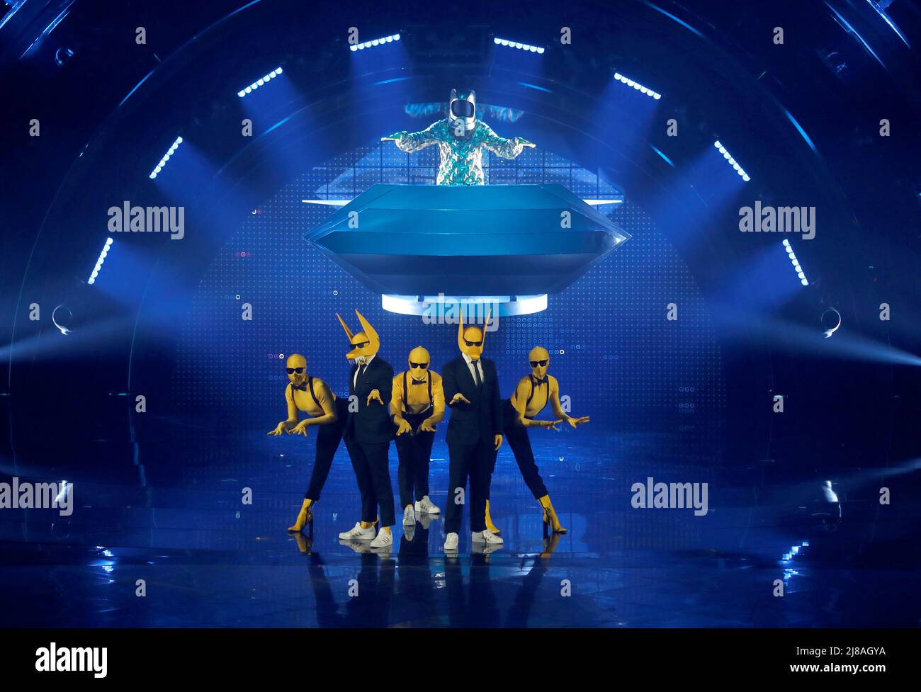 Subwoolfer From Norway Perform During The Final Of The 2022 Eurovision Song Contest In Turin 
