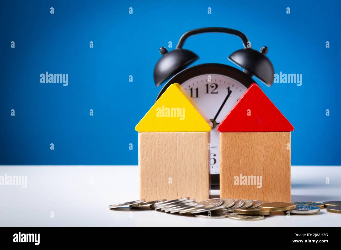 Buying a house on time. Contribution of money for the purchase of housing. Service payment term. Stock Photo