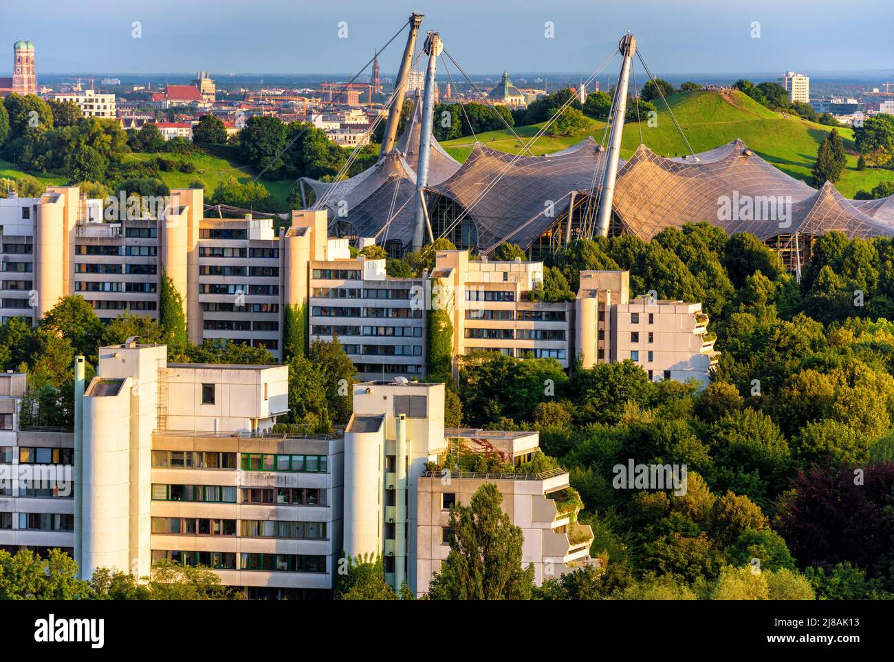 Munich landscape, Germany, Europe. Scenery of buildings overgrown by ...