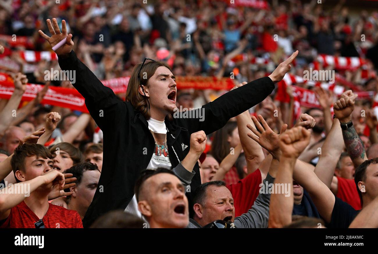 London, UK. 14th May, 2022. Liverpool fans during the FA Cup Final match between Chelsea and Liverpool at Wembley Stadium on May 14th 2022 in London, England. (Photo by Garry Bowden/phcimages.com) Credit: PHC Images/Alamy Live News Stock Photo
