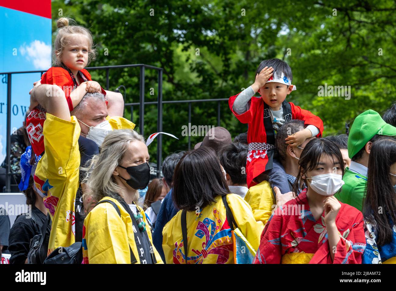 New York, USA. 14th May, 2022. Families wear traditional Japanese outfits as they participate in New York City's first Japan Day Parade. Credit: Enrique Shore/Alamy Live News Stock Photo