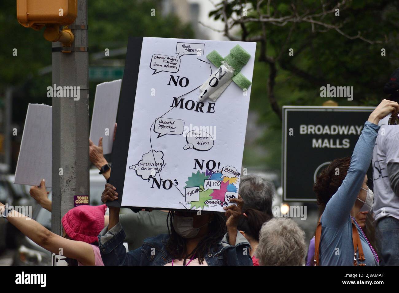 New York, USA. 14th May, 2022. People protesting at the Bans Off Our Bodies rally on the Upper West Side of Manhattan. Stock Photo