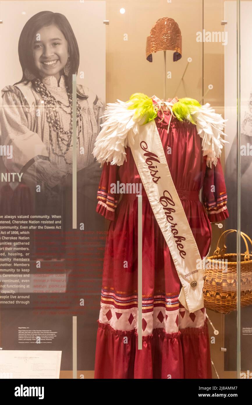 Tahlequah, Oklahoma - The Cherokee National History Museum. Members of the Cherokee Nation were forcibly moved to Oklahoma from southeastern states in Stock Photo