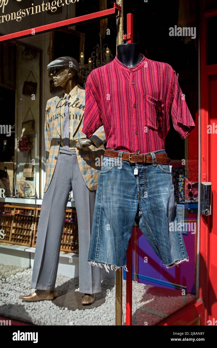 Vintage clothes on display at Armstrong's vintage clothing store in Teviot Place, Edinburgh, Scotland, UK. Stock Photo