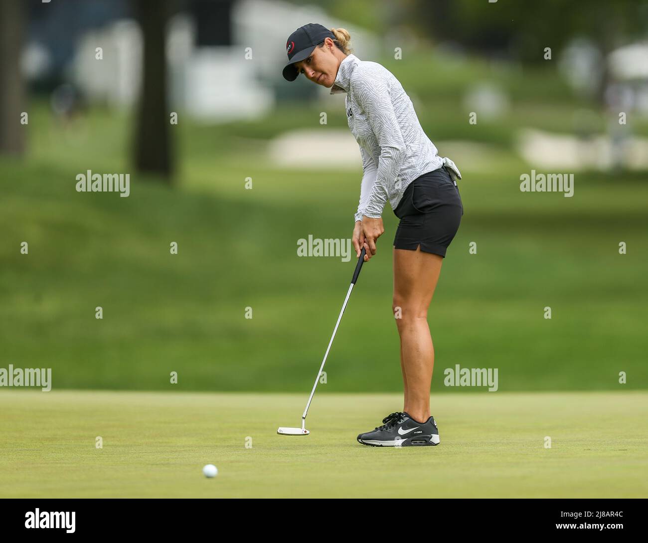 Clifton, NJ, USA. 14th May, 2022. Jaye Marie Green putts on the first hole green during the third round of the LPGA Cognizant Founders Cup at the Upper Montclair Country Club in Clifton, NJ. Mike Langish/Cal Sport Media. Credit: csm/Alamy Live News Stock Photo