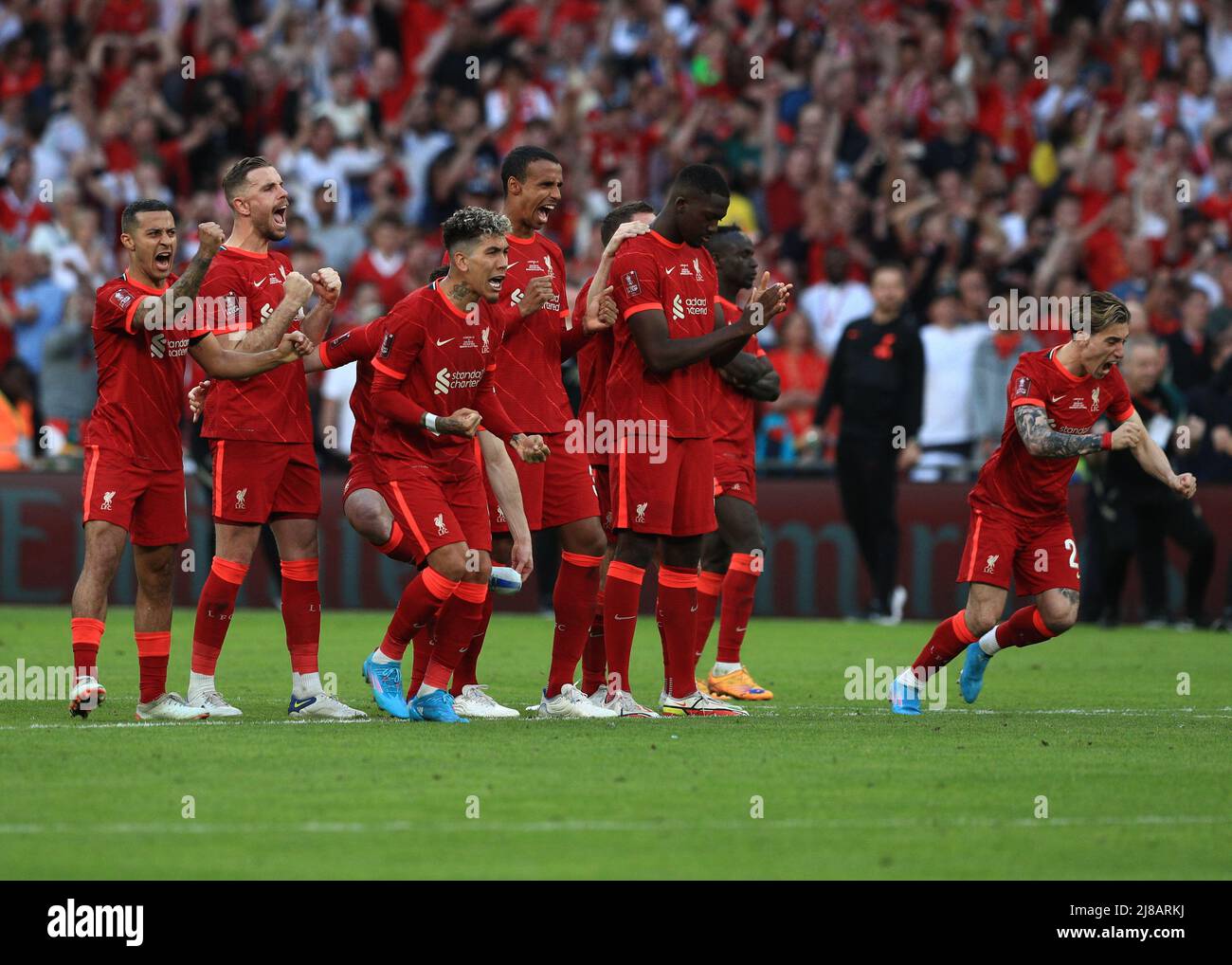 The liverpool players celebrate with the fa cup hi-res stock ...