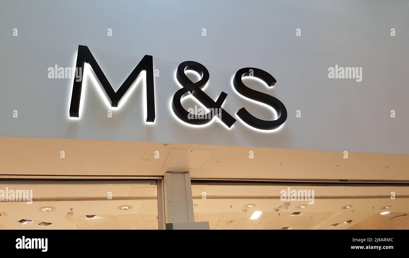 Marks And Spencers Multifunctional Retailer Shop Sign Stock Photo