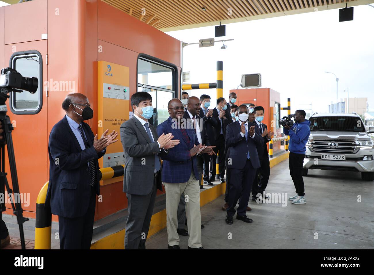 Nairobi, Kenya. 14th May, 2022. James Macharia (3rd L), Kenya's