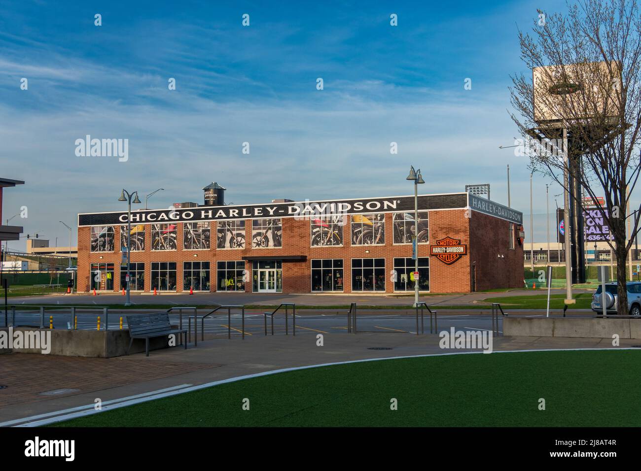 Rosemont, IL - APRIL 23, 2022: Chicago Harley-Davidson Dealership Stock Photo