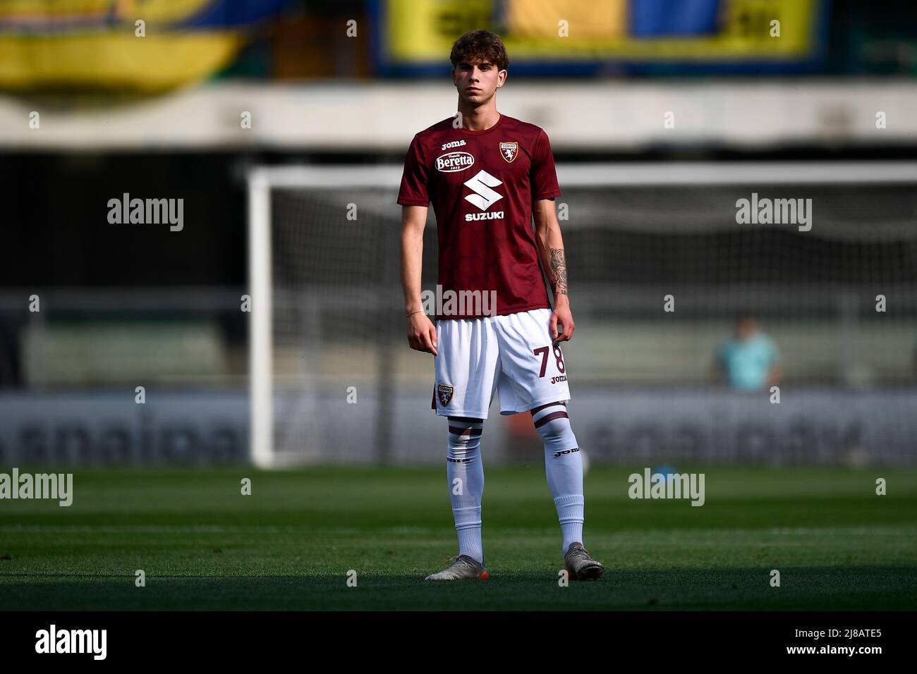 Verona, Italy. 14 May 2022. Andrei Anton of Torino FC warms up prior to the Serie A football match between Hellas Verona FC and Torino FC. Credit: Nicolò Campo/Alamy Live News Stock Photo