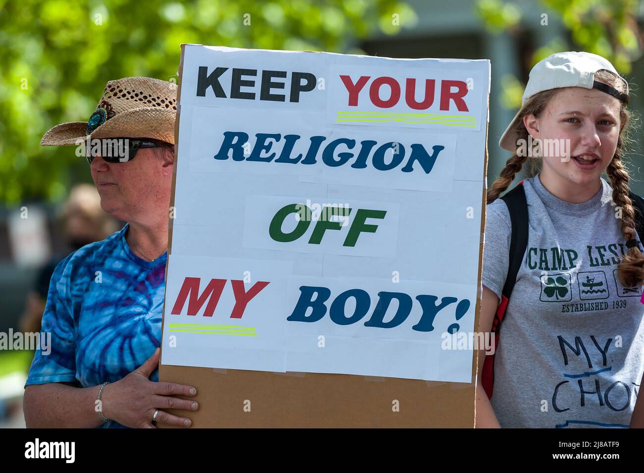 Abortion Rights Rally, Concord for Choice, May 14, 2022. Concord, Massachusetts Stock Photo