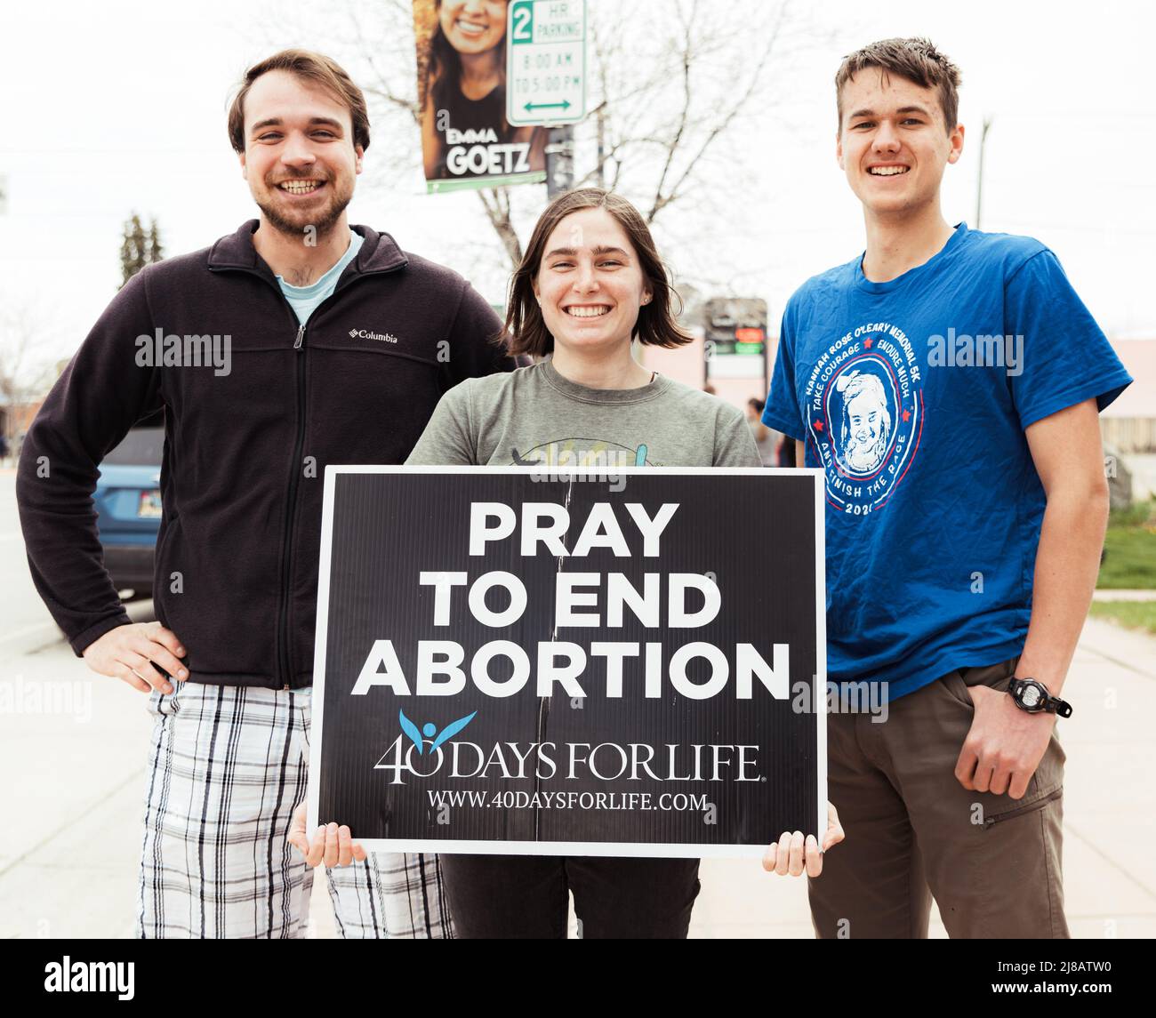 Demonstration in Lander Wyoming over Roe V. Wade anti-abortion pro-abortion Pro-life Pro-Choice Stock Photo