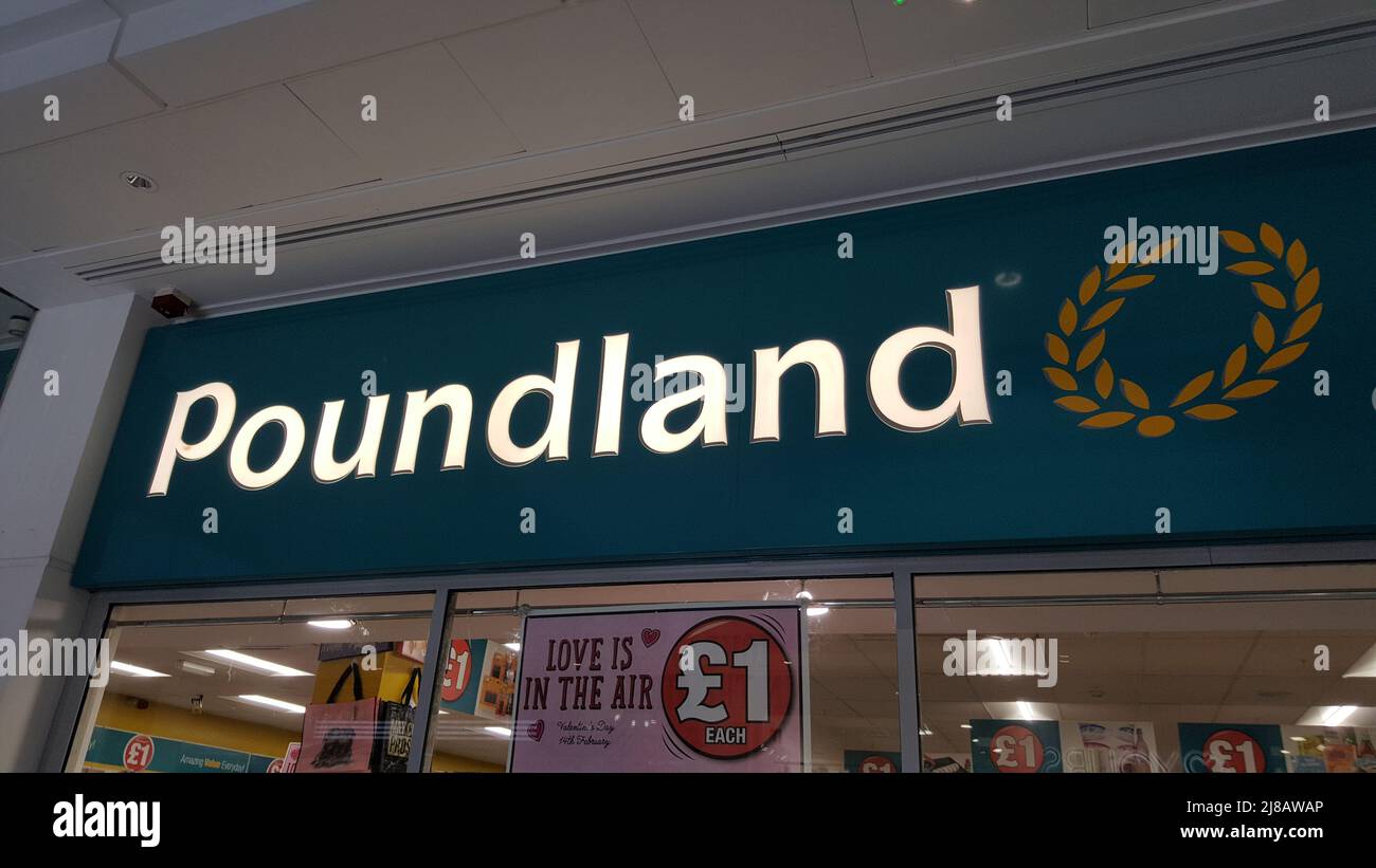 Poundland Shop Sign Stock Photo