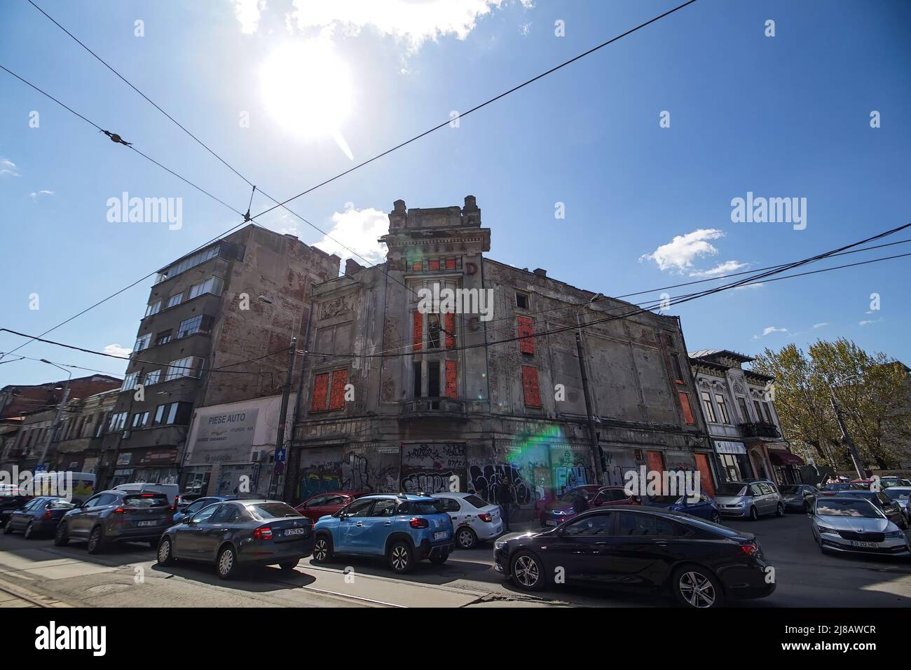 Bucharest, Romania - April 12, 2022: Marconi Cinema, inaugurated in 1930, a historical monument that later became the Dacia Cinema, on Calea Grivitei Stock Photo