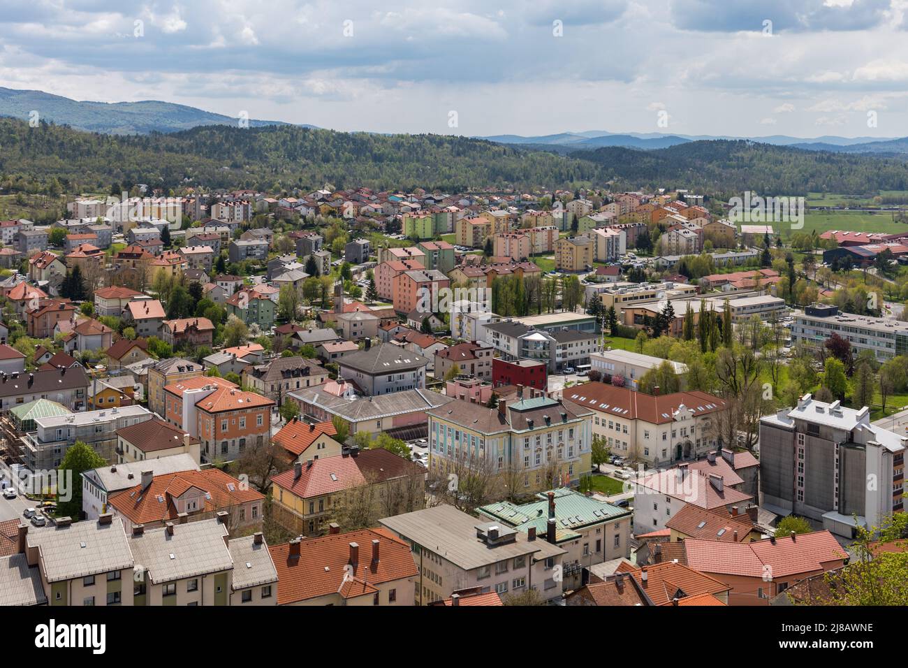 Aerial view of Postojna, Slovenia Stock Photo