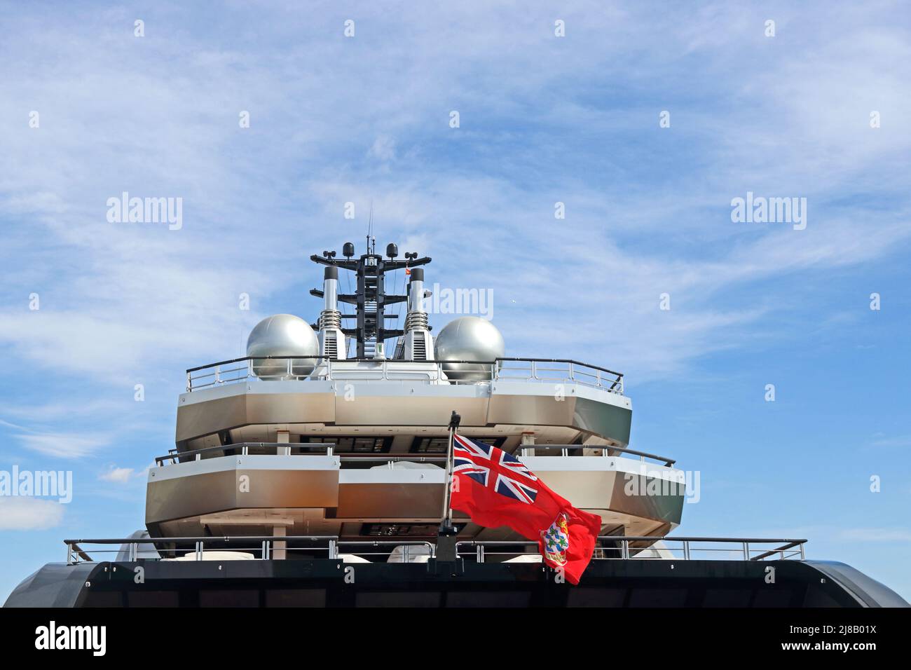 Superstructure of Superyacht 'Crescent' Stock Photo